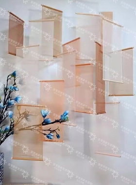 春夏清新条纹布艺纱幔吊顶美陈