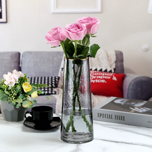 Северный холодный рисунок золотой прозрачный стеклянный ваза Оптовая легкая роскошная орнамент