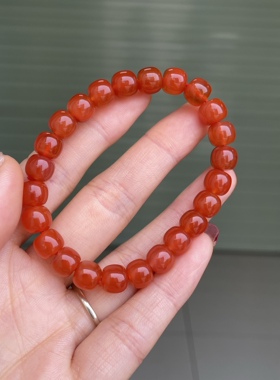 精品保山冰红南红玛瑙老型手串8㎜女款饰品首饰玉石流行时尚百搭