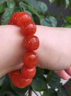 精品保山南红玛瑙老型手串高配亮光色红料子润珠光宝气十足男女款