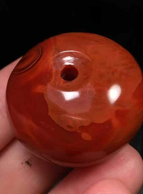 精品川料南红玛瑙平安扣吊坠挂件十足红带玫瑰红火焰男女款