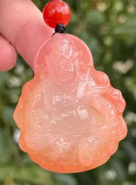 南红玛瑙黄财神吊坠冰飘珠宝古玩收藏旧物件手串吊坠挂件