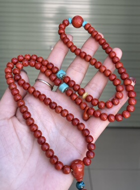 川料瓦西南红玛瑙老型珠佛珠diy项链搭配绿松石平安扣旗袍配饰