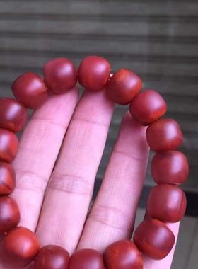 川料南红玛瑙玫红柔光老型手串柔光玫红哑光男女款12.8㎜复古