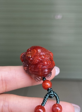 川料南红玛瑙玫红柿子红三脚金蟾吊坠项链锁骨链男女款收藏正宗