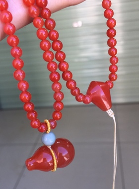 川料南红玛瑙特色樱桃红DIY葫芦项链民族风国风原创精美饰品男女