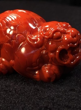 瓦西料南红虎皮纹雕刻貔貅吊坠单珠多宝文玩饰品1234567890㎜手串