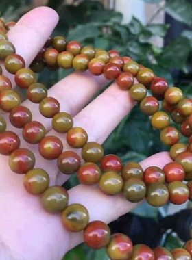 川料南红玛瑙包浆108珠黄皮包浆双色珠宝古玩收藏旧物件手串吊坠