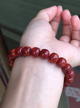 瓦西南红老型单圈手串盐源玛瑙单珠多宝文玩饰品1234567890㎜手链