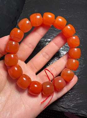 凉山南红玛瑙藏式直切手串手链尺寸13mm男女款玉石收藏级别精美