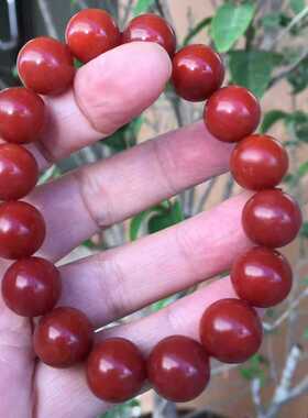 保山南红玛瑙手串辣椒圆珠柔光磨砂哑光辣椒红手链男女款12㎜