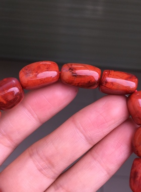 精品川料南红玛瑙特色牛血红火焰纹随型手串手链男女款原创设计女