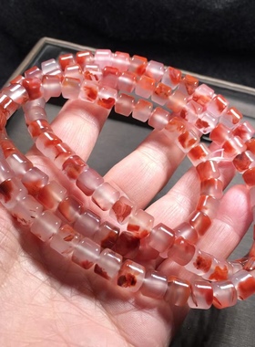 天然南红玛瑙九口料高冰直筒108佛珠手串精品多圈手链百搭项链女