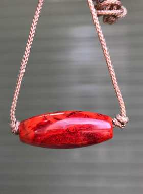 瓦西南红玛瑙满肉妖孽火焰纹桶珠锁骨链男女款原创设计编织吊坠