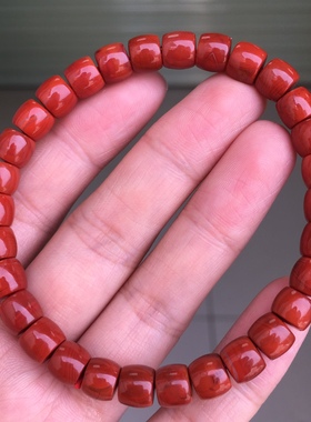 牛血红直切手串南红玛瑙精品川料俏色精工直切手串7.3㎜男女款