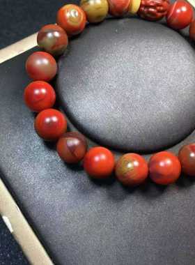 南红玛瑙精品黄皮包浆圆珠手串尺寸9mm珠宝古玩收藏旧物件手串