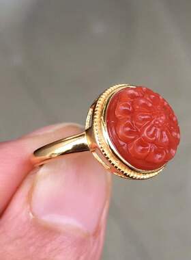 瓦西南红玛瑙格桑花女款戒指925银镶嵌精美饰品潮流饰品新款百搭