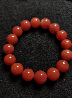 原矿南红玛瑙玫红手串13.6㎜没有胶裂男女款收藏级别正宗川料