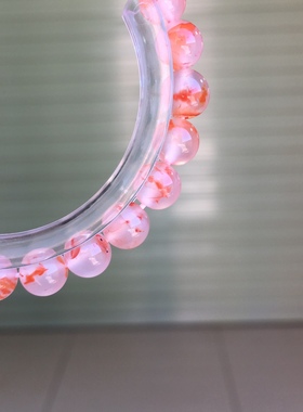 川料南红玛瑙特色高冰飘花圆珠手串手链男女款原创设计男女款手串