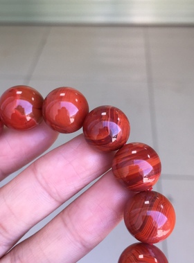 川料南红圆珠特色牛血红手串珠宝古玩收藏旧物件手串吊坠挂件男女