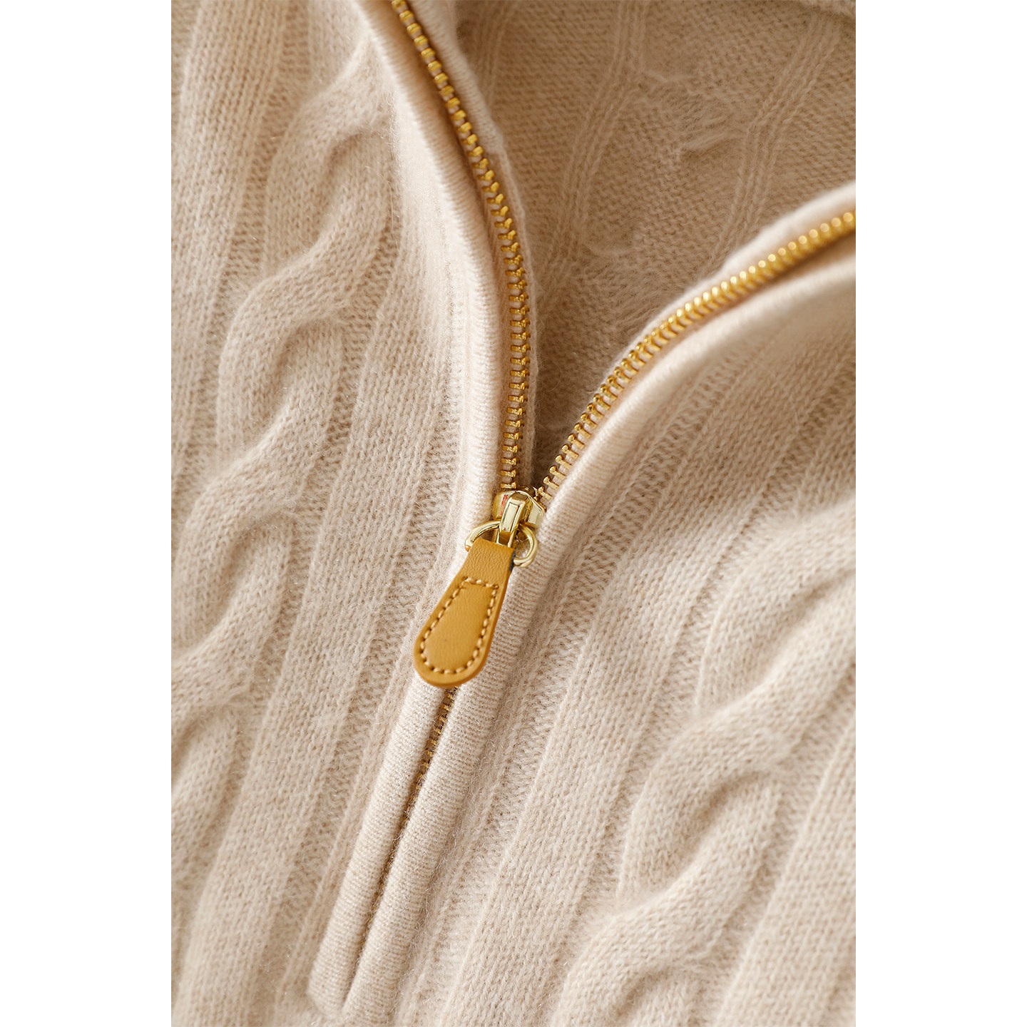 岂止是气质！加厚绞花100%纯山羊绒开衫女高领半开拉链毛衣秋冬,淘宝优惠券,粉丝福利购,淘宝优惠卷