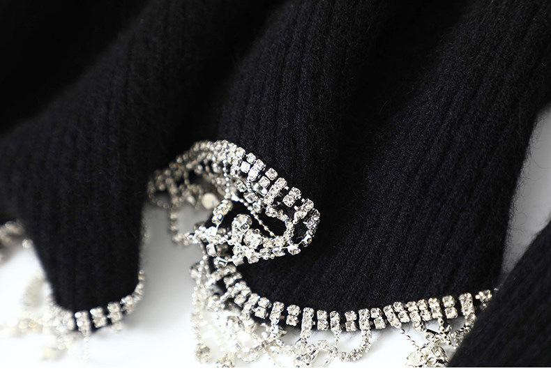 舞台千金风！手工流苏钻圆领羊绒衫女短款纯羊绒毛衣修身针织衫,淘宝优惠券,粉丝福利购,淘宝优惠卷