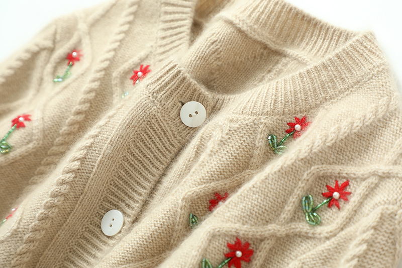 美奢到炸裂啊！重工手绣！羊绒开衫女纯羊绒毛衣长款包臀裙子套装,淘宝优惠券,粉丝福利购,淘宝优惠卷