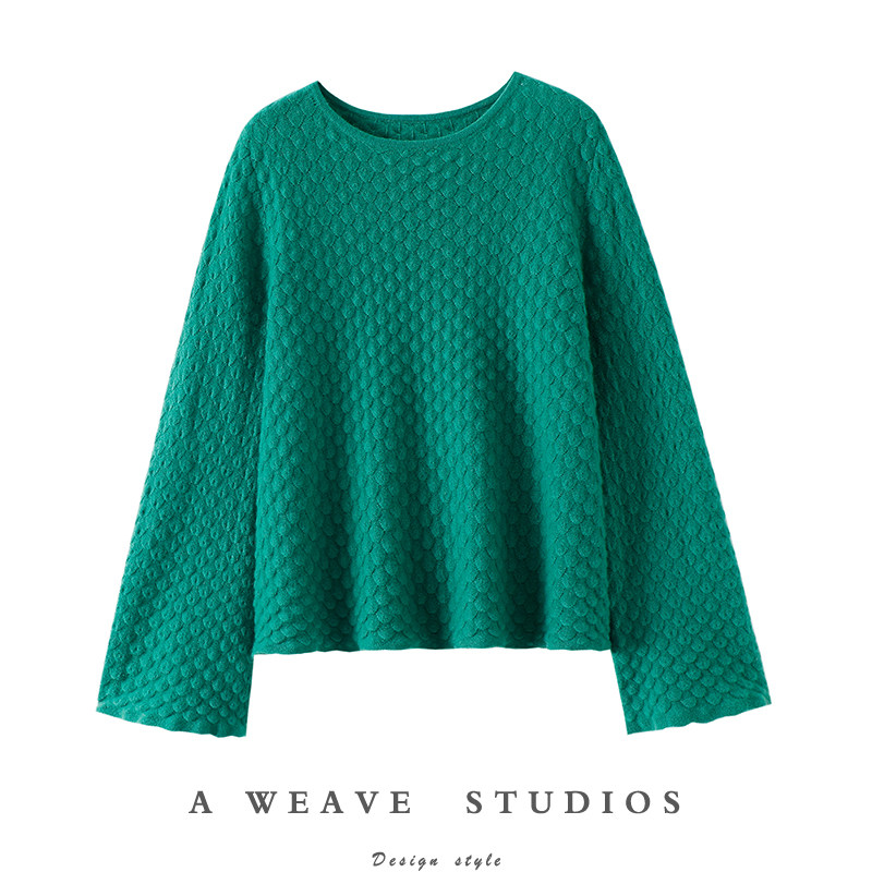 启超法式优雅！鱼鳞纹慵懒风100%纯羊绒衫女毛衣亲肤针织衫女秋冬,淘宝优惠券,粉丝福利购,淘宝优惠卷