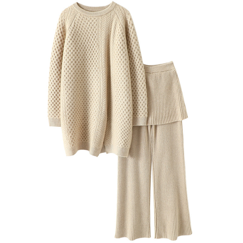 重磅惊艳！奢~大克重不规则开叉羊绒衫女毛衣羊绒裤裙羊绒套装厚,淘宝优惠券,粉丝福利购,淘宝优惠卷