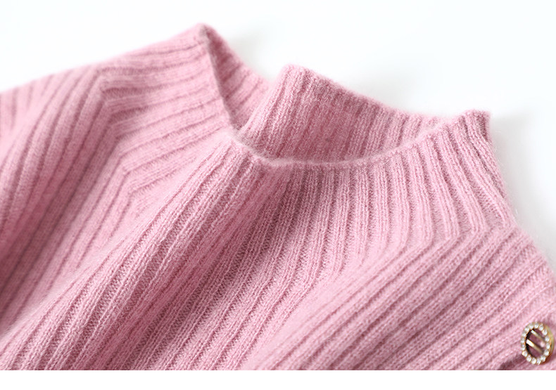 太显气质了！肩部排扣半高领山羊绒衫女纯羊绒毛衣针织打底衫秋冬,淘宝优惠券,粉丝福利购,淘宝优惠卷