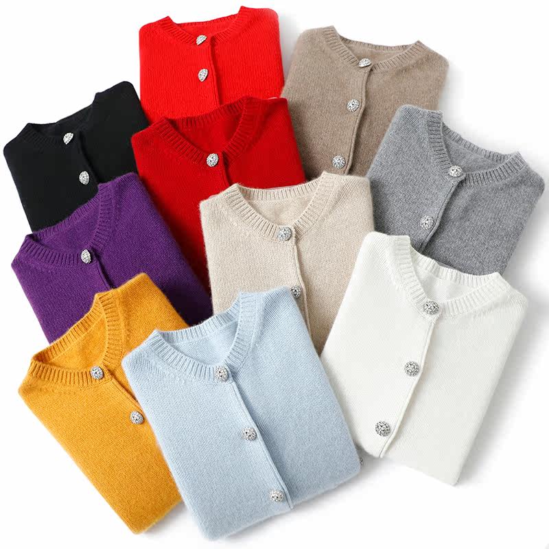 有点小腔调！粗针加厚纯山羊绒开衫女圆领纯羊绒毛衣针织小外套,淘宝优惠券,粉丝福利购,淘宝优惠卷