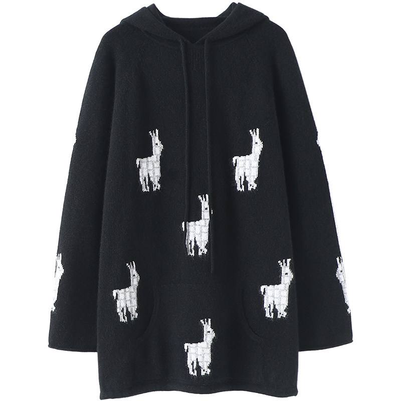 高定秀场款~加厚连帽山羊绒衫女中长款纯羊绒毛衣宽松帽衫秋冬,淘宝优惠券,粉丝福利购,淘宝优惠卷