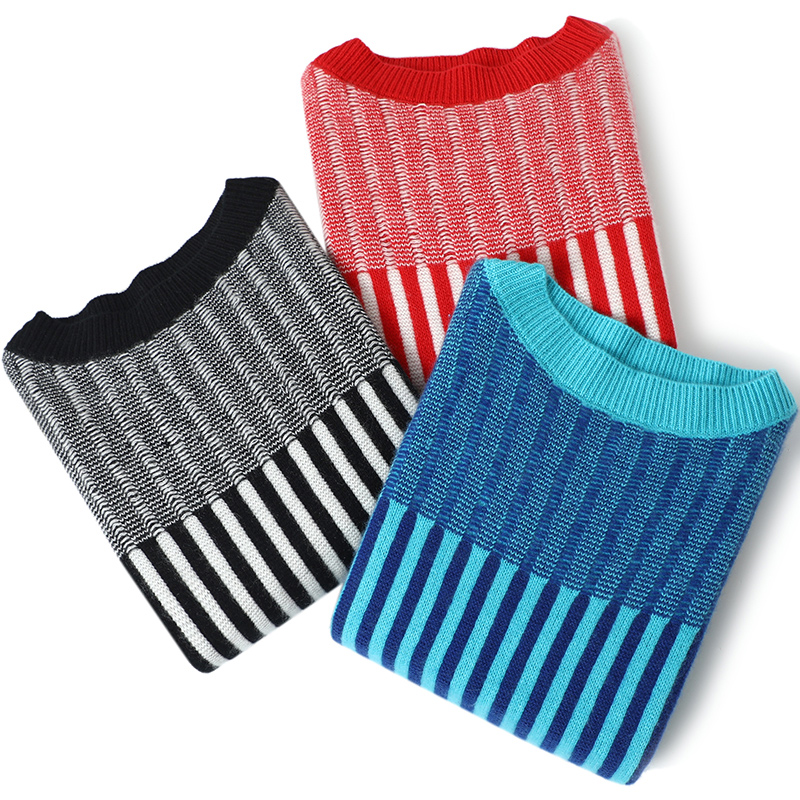 街头焦点！细腰荷叶摆启超羊绒衫女圆领加厚针织衫纯羊绒毛衣秋冬 - 图0