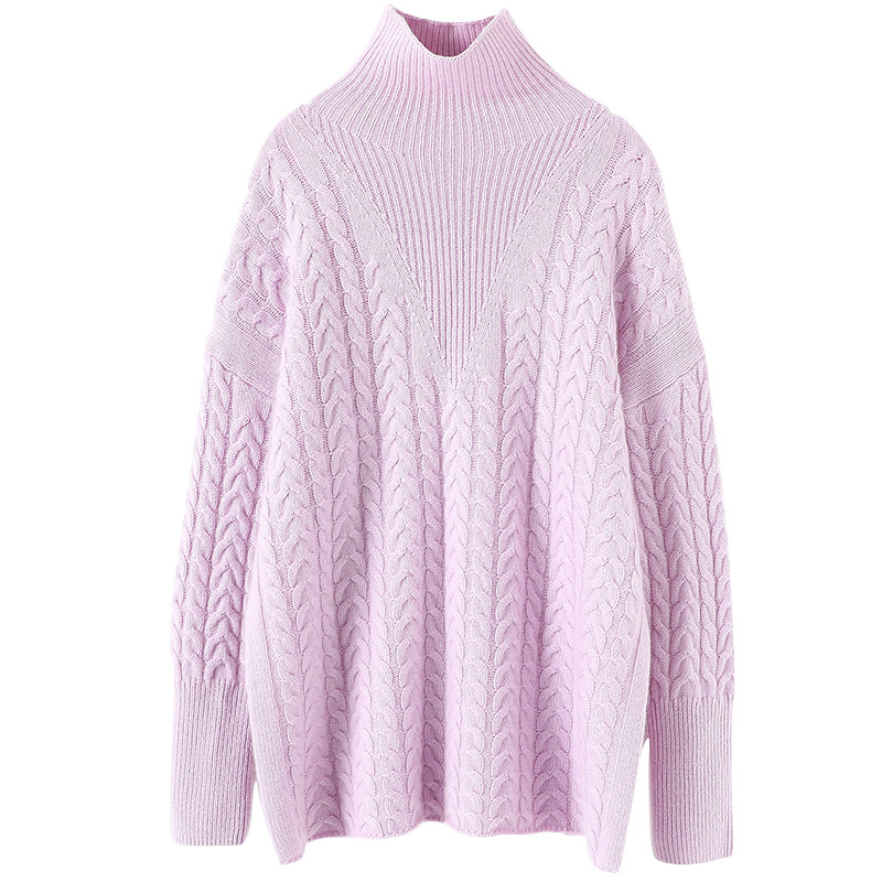 秀场收藏级~纯山羊绒衫女高领宽松麻花加厚冬纯羊绒毛衣慵懒风,淘宝优惠券,粉丝福利购,淘宝优惠卷