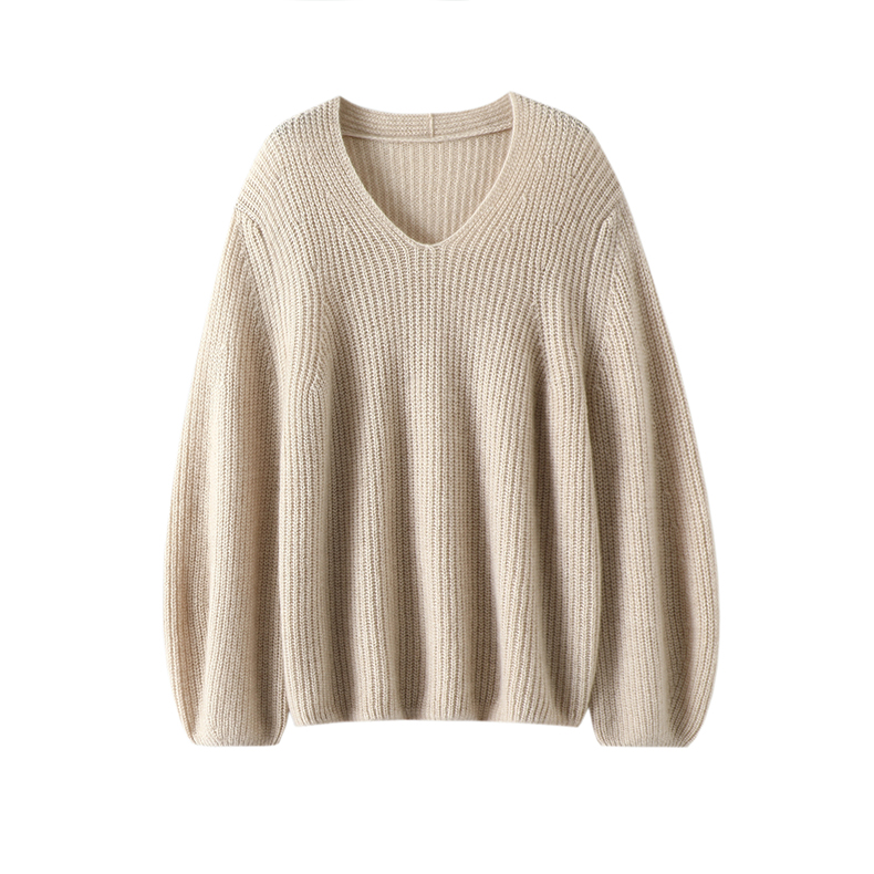 流金巴黎！V领阔袖粗针山羊绒衫女纯羊绒毛衣针织衫宽松2023秋冬,淘宝优惠券,粉丝福利购,淘宝优惠卷