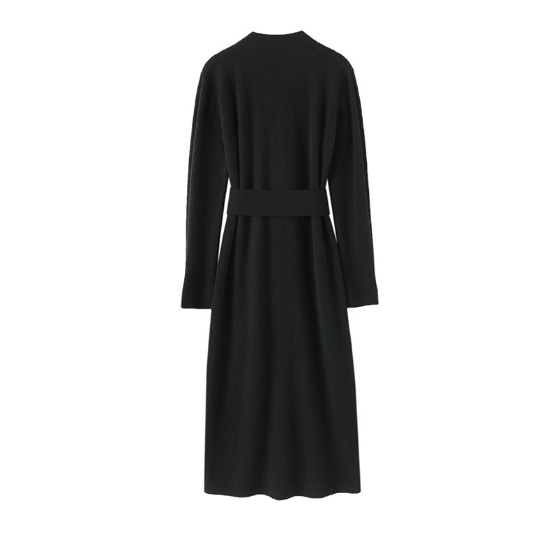 尤物级！！气质V领系带开叉羊绒连衣裙子女羊绒衫中长款毛衣秋冬,淘宝优惠券,粉丝福利购,淘宝优惠卷