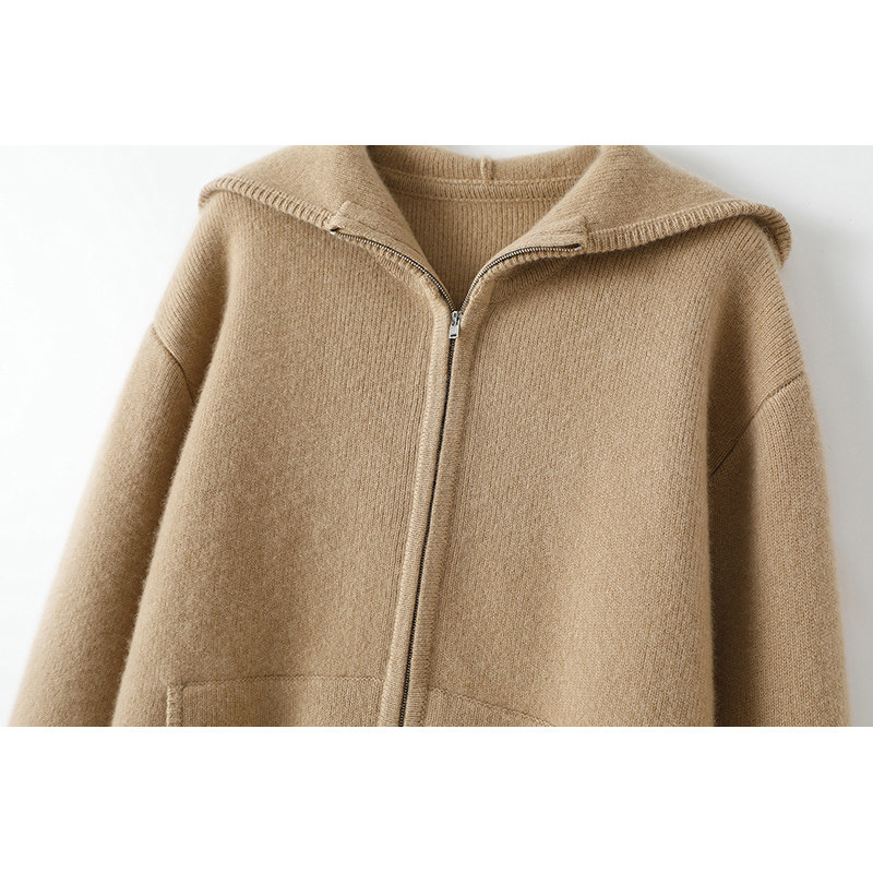 冬日奥斯陆！重磅加厚800克+连帽羊绒拉链开衫女纯羊绒毛衣帽衫冬,淘宝优惠券,粉丝福利购,淘宝优惠卷