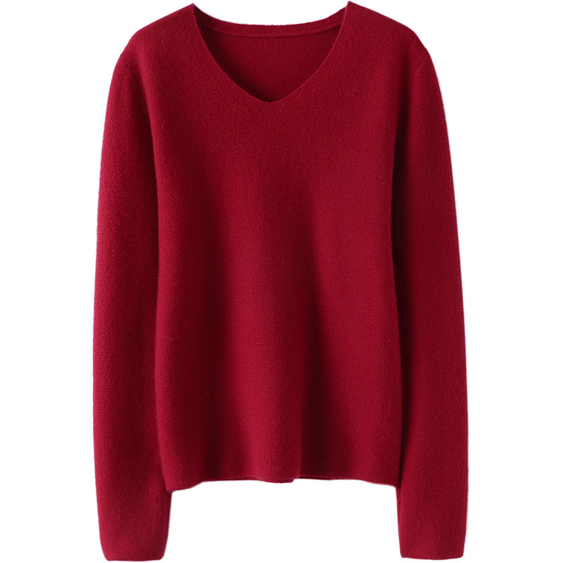 温柔迷离！气质反针~V领羊绒衫女纯羊绒毛衣套头针织打底衫秋冬,淘宝优惠券,粉丝福利购,淘宝优惠卷
