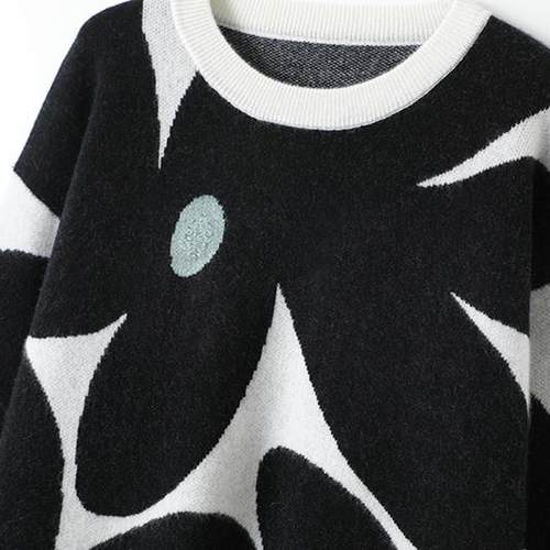 启超如此气质~冬新品花朵100%山羊绒衫宽松套头长袖明星同款毛衣 - 图0