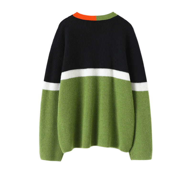 启超浅末年华~加厚V领100%纯山羊绒衫女纯羊绒毛衣针织衫慵懒风