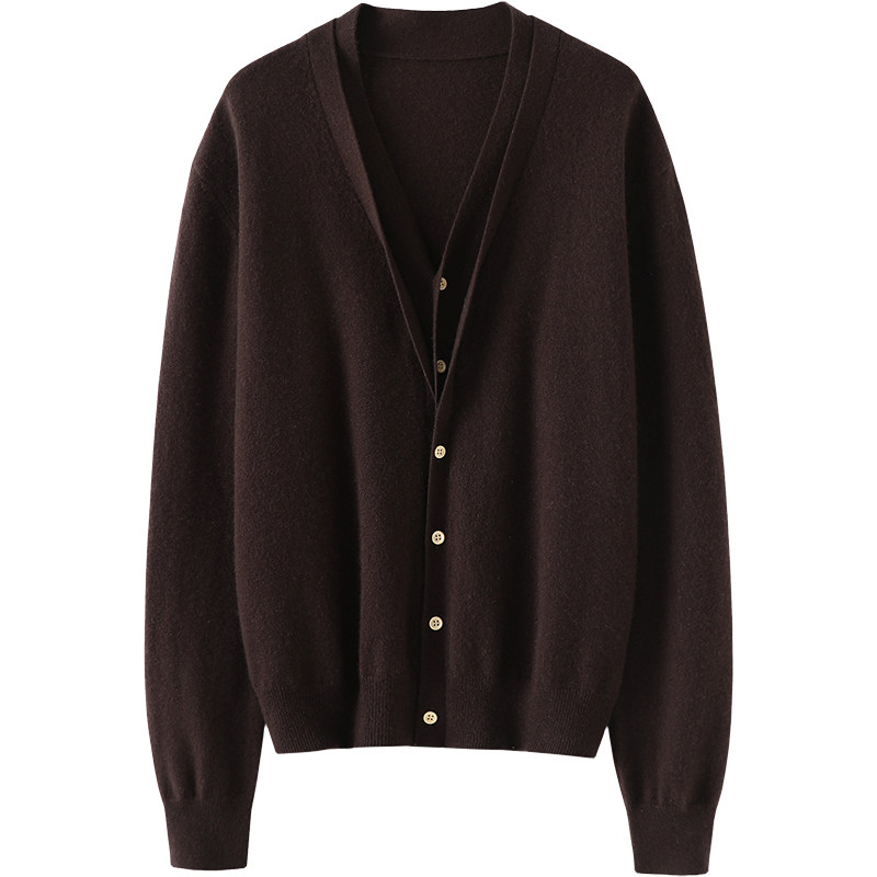 实力百搭款~假两件V领羊绒开衫女纯羊绒毛衣针织开衫外套宽松秋冬,淘宝优惠券,粉丝福利购,淘宝优惠卷