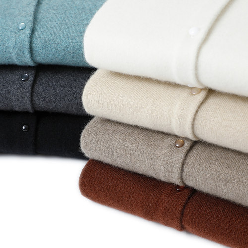 满身气质感~中长款圆领100%纯山羊绒开衫女毛衣针织外套秋冬新款 - 图1