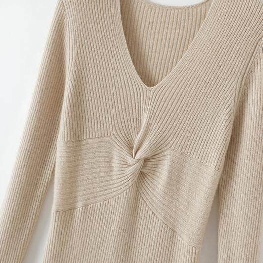 哇！迷人气质~V领100%纯山羊绒衫女长款针织连衣裙子纯羊绒毛衣,淘宝优惠券,粉丝福利购,淘宝优惠卷