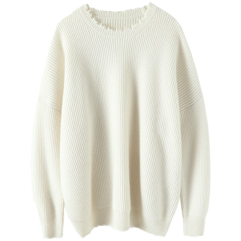 爱不释手！粉白剪口加厚100%纯山羊绒衫女圆领纯羊绒毛衣慵懒风,淘宝优惠券,粉丝福利购,淘宝优惠卷