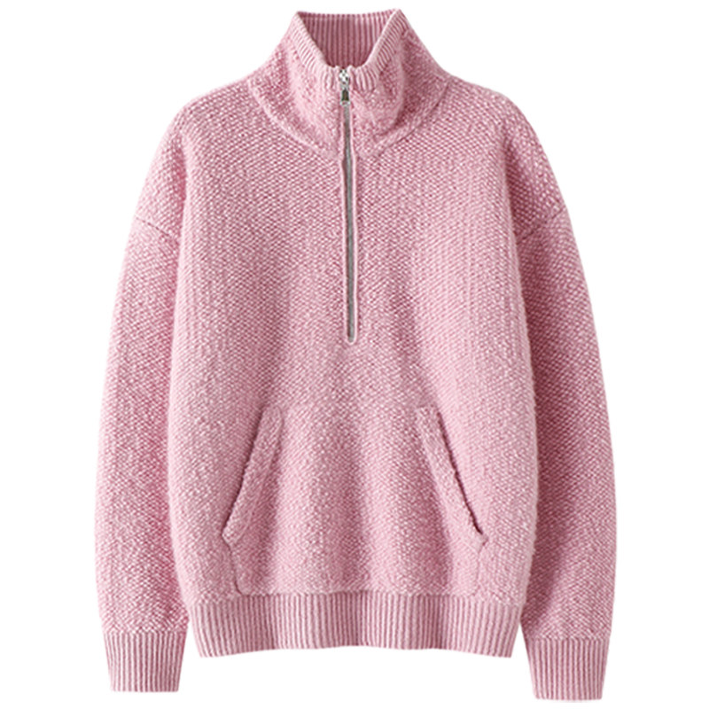 质感时尚达人~加厚圈圈针100%纯山羊绒衫女高领半开拉链毛衣冬,淘宝优惠券,粉丝福利购,淘宝优惠卷