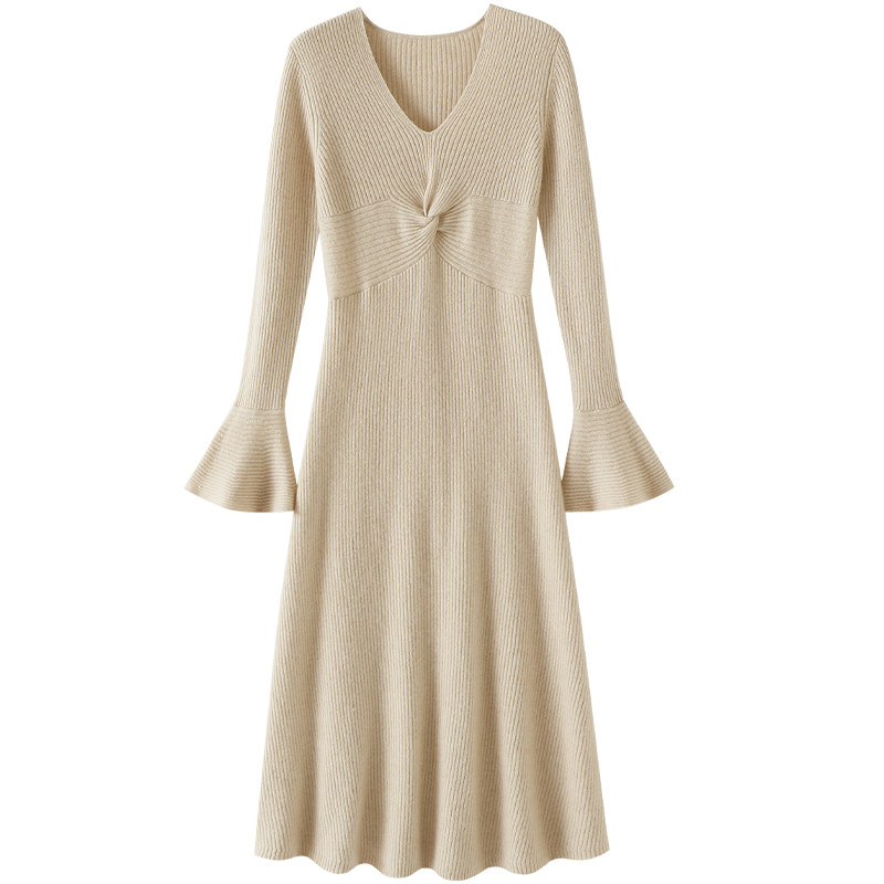 哇！迷人气质~V领100%纯山羊绒衫女长款针织连衣裙子纯羊绒毛衣,淘宝优惠券,粉丝福利购,淘宝优惠卷