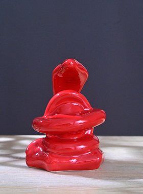 红色陶瓷羊动物招财摆件客厅玄关一对小羊吉祥桌面装饰开业送礼品