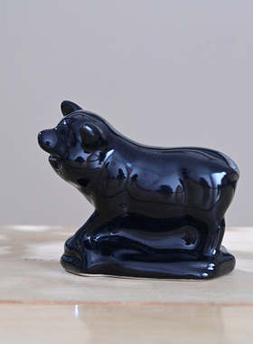 黑色陶瓷器12生肖小狗狗摆件一对招财旺财风水镇宅补角吉祥物摆设