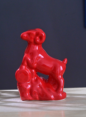 红色陶瓷马摆件十二生肖电视柜酒柜桌面小饰品立马到成功属相一对