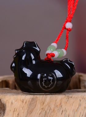 大鸡带一群小鸡招财风水摆件 陶瓷黑色鸡保平安吉祥物工艺品瓷器